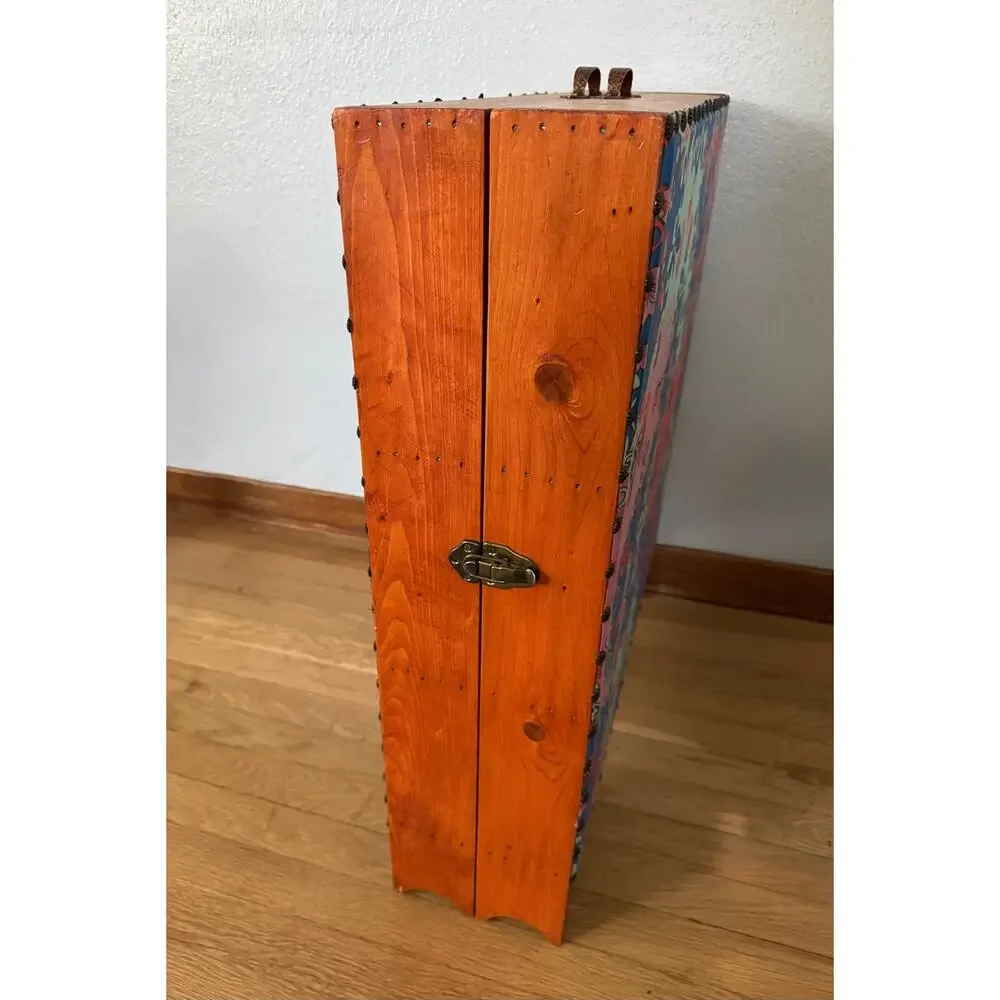 One of a Kind Handmade Folding Sewing & Craft Cabinet Folk Art Organizer